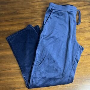 Royal Matrix Velour High Waist Navy Blue Pants Wmn Sz L Soft Velvety Loungewear